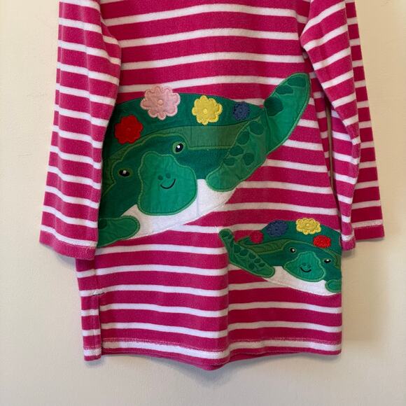 Boden 7-8Y Girls long sleeve hoodie stripe turtle white pink animal cozy comfy - Picture 3 of 7